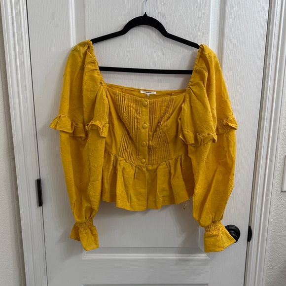 NWT Tularosa Amanda Ruffle Detail Button Front Top in Marigold Women's Size XS - Picture 3 of 9